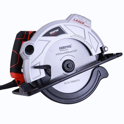 Geepas GCS2000 2000W 235mm - Multi-Purpose Circular Saw, Bevel Angle Joint Cuts - 85mm Cutting Depth, Depth & Angle Adjustment | Ideal for Wood, Mild Steel & Plastic