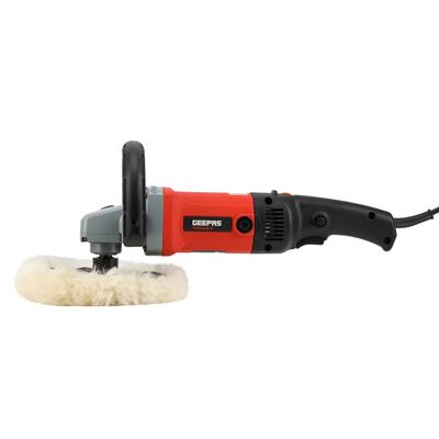 Geepas Toolz 180 MM Polisher- GCP7012-240| 1200 W and 600-3000 RPM| Perfect for Home and Business| M14 Spindle Thread, D-Shaped Handle for Comfortable Grip| Ergonomic Design and Lightweight Body| Ideal for Cars, SUVs, Boats, Tiles| Black and Red