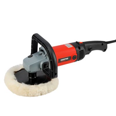 Geepas Toolz 180 MM Polisher- GCP7012-240| 1200 W and 600-3000 RPM| Perfect for Home and Business| M14 Spindle Thread, D-Shaped Handle for Comfortable Grip| Ergonomic Design and Lightweight Body| Ideal for Cars, SUVs, Boats, Tiles| Black and Red