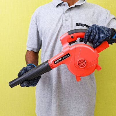 Geepas Electric Blower- GEB600-240| 16000 RPM No Load Speed, Perfect For Home And Business Use| 3.2 M3/Min Airflow, Comfortable Grip| Ergonomic Design And Lightweight Body| Ideal For Dust, Debris And Leaves | Black and Red