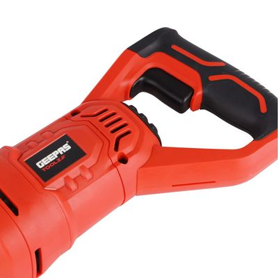 Geepas Toolz 210 MM Reciprocating Saw- GRS2100-240| 1200 W Power, High-Quality for Durability, Ergonomically Designed| 0-2800/Min No Load Speed, 30 MM Stroke Length| Heavy Duty Cutting Ideal for Wood, Steel Pipes| Black and Red