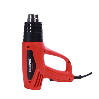 Geepas Heat Gun- GHG2021-240| 2000 W, Temperature 450 And 600 Degree Celsius, Two Airflow 300 And 500 L/Min| Perfect For Home And Business Use| Comfortable Grip, Ergonomic Design, Lightweight Body| Ideal For Removing, Drying Paint Coats, Remolding Adhesives, Shrink Wrapping, Etc| Black And Red