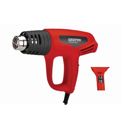 Geepas Heat Gun- GHG2021-240| 2000 W, Temperature 450 And 600 Degree Celsius, Two Airflow 300 And 500 L/Min| Perfect For Home And Business Use| Comfortable Grip, Ergonomic Design, Lightweight Body| Ideal For Removing, Drying Paint Coats, Remolding Adhesives, Shrink Wrapping, Etc| Black And Red