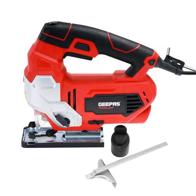 Geepas GJS0800 Jigsaw -  0-3000SPM Cutting in Wood 100mm Metal, 10mm | Multi-Functional Cutter Variable Speed Dial (0-3) Cutting Angle & Trigger Lock