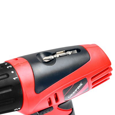 Geepas 12V Cordless Percussion Drill - Hammer Function, Screwdriver with 13 Pcs Drill, 15+1 Torque Setting | No Speed Load 0-550RPM | 1 Year Warranty