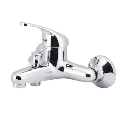 Geepas Single Lever Bath-Shower Mixer, Chrome Finish Tap, GSW61089 | Solid Brass Construction | Stainless Steel Bathroom, Shower, Tub Faucet Wall-Mounted