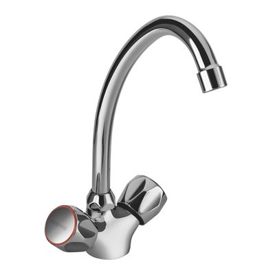 Geepas GSW61024 Centre Hole Basin Mixer Made of Strong and Durable Solid Brass, Square Bathroom Taps with Independent Hoses made for Hot and Cold Water