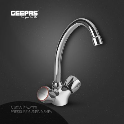 Geepas GSW61024 Centre Hole Basin Mixer Made of Strong and Durable Solid Brass, Square Bathroom Taps with Independent Hoses made for Hot and Cold Water