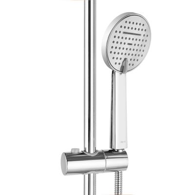 Geepas Bella Shower Column- GSW61065| 3 Function, 1.5 M Stainless Steel Hose| High-Quality Material Bathroom Shower Set, Chrome Plated| 1/2" Standard Connector| Includes a Sliding Bar, 2 Wall Brackets, a Shower Holder, a Hand Shower, an Overhead Shower and Shower Hose| 3 Year Warranty 