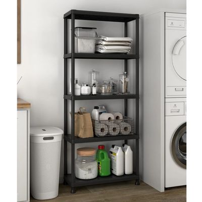 Keter Plus Shelf Tribac Black 90x45x182cm - Customizable and Stackable Rack System with Adjustable Connectors