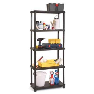 Keter Plus Shelf Tribac Black 80x40x187cm - Durable Modular Plastic Unit with 5 Adjustable Shelves