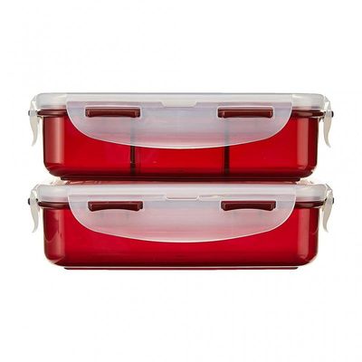 LocknLock 2PC Insulated Lunch Red Set - Grey, Airtight and BPA-Free Containers