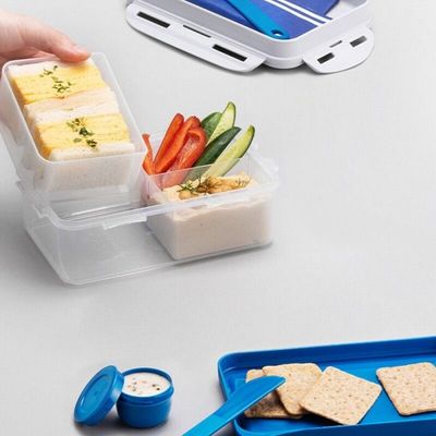 LocknLock To Go 3-in-1 Lunchbox (Blue) - BPA-Free, Airtight Container with Cutlery for On-the-Go Meals