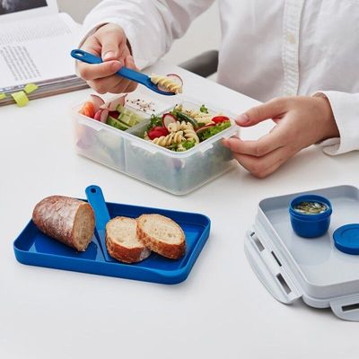 LocknLock To Go 3-in-1 Lunchbox (Blue) - BPA-Free, Airtight Container with Cutlery for On-the-Go Meals