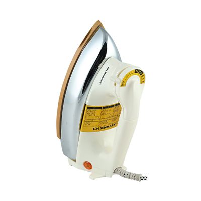 Handheld Electric Dry Iron With Non-Stick Golden Teflon Soleplate 1200 W OMDI1741 White/Silver/Gold