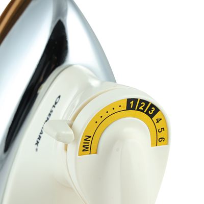 Handheld Electric Dry Iron With Non-Stick Golden Teflon Soleplate 1200 W OMDI1741 White/Silver/Gold