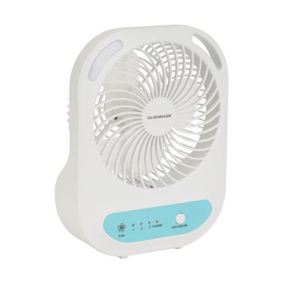 6" Rechargeable Fan- OMF1785, LED Light with Long Working Hours and 3 Wind Speed OMF1785 Red/White