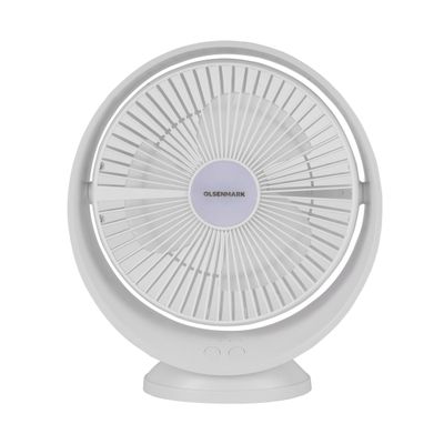 8" Rechargeable Table Fan, Working Time up to 9 Hours, 3 Speed Controls, High Performance Battery, 2 Years Warranty OMF1850 White