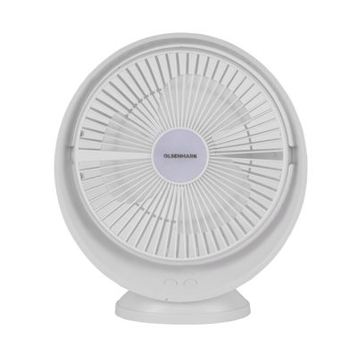 8" Rechargeable Table Fan, Working Time up to 9 Hours, 3 Speed Controls, High Performance Battery, 2 Years Warranty OMF1850 White