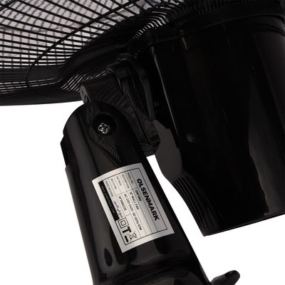 16-Inch Wall Fan 60W Motor With 3-Speed Controls 5 AS Blades And 2 Pull String Cords 60 W OMF1868 Black