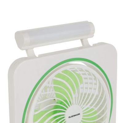 6-Inch Rechargeable Mini Fan With LED Light Long Working Hours And 2 Lights High Performance 1800mAh Battery OMF1875 White