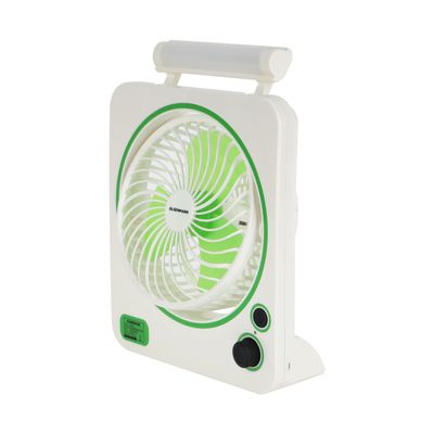 6-Inch Rechargeable Mini Fan With LED Light Long Working Hours And 2 Lights High Performance 1800mAh Battery OMF1875 White