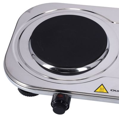 Electric Double Burner Hot Plate 2500 W OMHP2396 Silver/Black