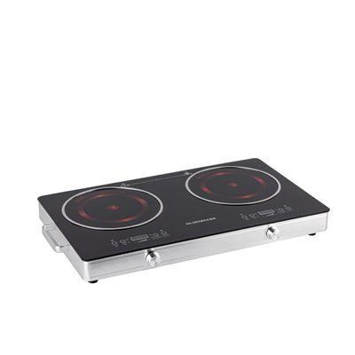 Double Burner Infrared Cooker - Portable- Isolated handles - Overheat & Over current Protection - Timer Function - LED Display - Child Lock Function 3600 W OMIC2280S Black