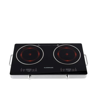 Double Burner Infrared Cooker - Portable- Isolated handles - Overheat & Over current Protection - Timer Function - LED Display - Child Lock Function 3600 W OMIC2280S Black