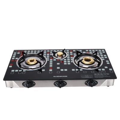 3 Burner Glass Top Gas Stove Cooktop OMK2224 Black/Silver