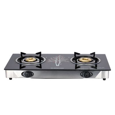 2 Burner Glass Top Gas Stove Cooktop OMK2225 Black