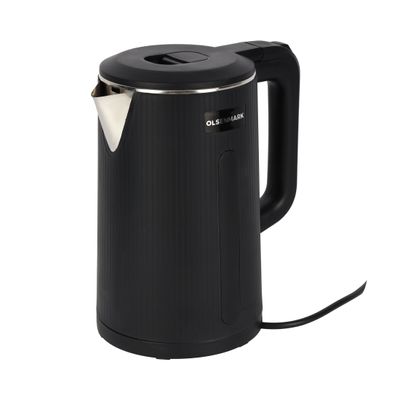 Electric Kettle Double Layer cool touch body, Stainless Steel Interior Body - Cool Touch Plastic Outer Body - On/Off Switch with Light Indicator - 1500-1850 Watts Power 1.7 L 1500 W OMK2241 Silver/Black