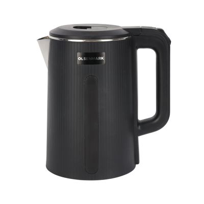 Electric Kettle Double Layer cool touch body, Stainless Steel Interior Body - Cool Touch Plastic Outer Body - On/Off Switch with Light Indicator - 1500-1850 Watts Power 1.7 L 1500 W OMK2241 Silver/Black