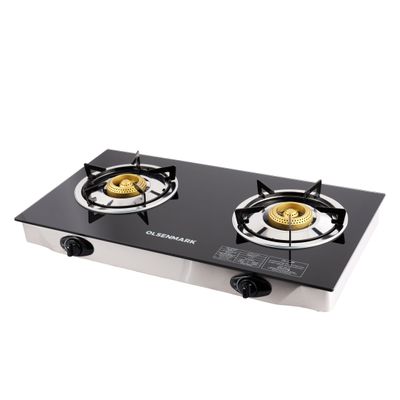 2 Burner Thick Tempered Gas Stove Cooktop OMK2317 Black