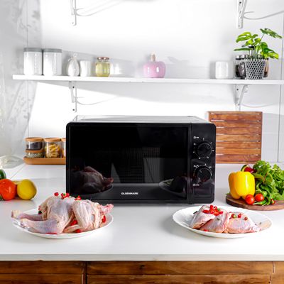 Electric Microwave Oven, 5 Multiple Power Levels with Easy Controls and Cooking End Signal, Perfect for Reheating, Defrosting, Cooking 20 L 1150 W OMMO2343W Black