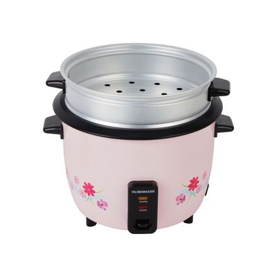 3 In 1 Rice Cooker - Keep Warm Function - Detachable Power Cord - Water level Indicator - Steam Tray ,Rice Scoop & Measuring Cup - One Touch Operation 1.8 L 700.0 W OMRC2351 pink and black