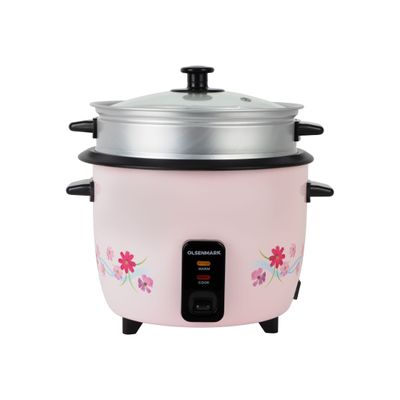 3 In 1 Rice Cooker - Keep Warm Function - Detachable Power Cord - Water level Indicator - Steam Tray ,Rice Scoop & Measuring Cup - One Touch Operation 1.8 L 700.0 W OMRC2351 pink and black