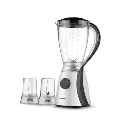 3 In 1 Multi Functional Blender With Stainless Steel Blades, 2 Speed With Pulse function, Powerful Motor,1.8 L Unbreakable Jar+2 Small Jars For Mincer Grinder Attachment 1.8 L 650 W OMSB2203 White