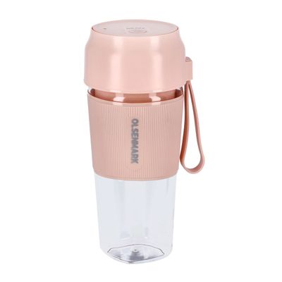 Rechargeable Portable Blender, With Safety Lock , 300 ML Capacity, Powerful Copper Motor, High Speed, Safety Lock Function 300 ml 40 W OMSB2439 Pink/Clear