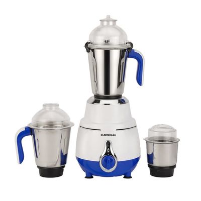 3 IN 1 Mixer Grinder with 1200 W Powerful Motor with Stainless Steel Jars and Blades, Unbreakable Polycarbonate Jar Caps, Ergonomic Design, Overload Protector 0.01 L 1200 W OMSB7015 White