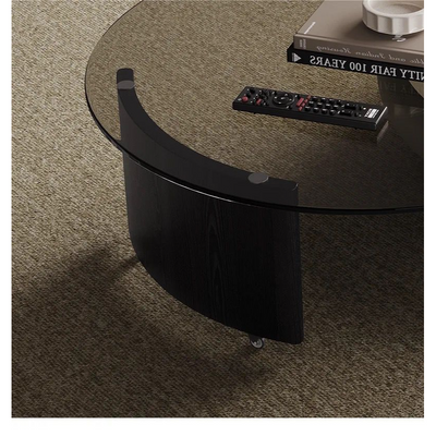 Coffee Table, Round Tea Table Set of 2, Rotatable Tempered Glass Top, Nesting Center Table Modern for Living room Office Lobby