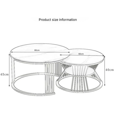 AWD Round Nesting Coffee Table, Durable Steel Base Center Table Set of 2, for Living room Balcony Garden Office