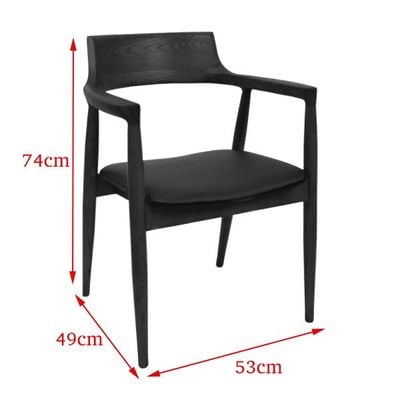 Maple Home Wooden Dining Chair Armrest Wide Backrest Fabric Upholstery Padded Seat Modern Accent Living Kitchen Office Lounge Furniture