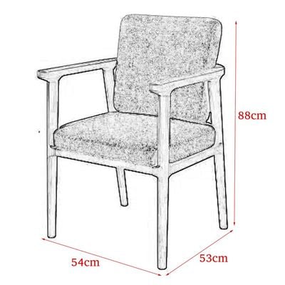 Maple Home Wooden Dining Chair Armrest Separable Backrest Fabric Upholstery Padded Seat Modern Accent Living Kitchen Office Lounge Furniture