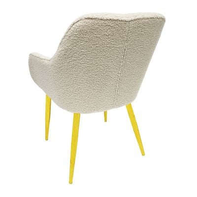 Maple Home Dining Chair Boucle Fabric Rounded Armrest Backrest Golden Metal Legs Lamb Wool Padded Seat Living Kitchen Office Restaurants Furniture