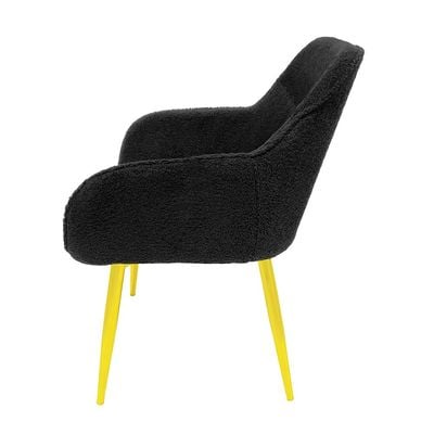 Maple Home Dining Chair Boucle Fabric Rounded Armrest Backrest Golden Metal Legs Lamb Wool Padded Seat Living Kitchen Office Restaurants Furniture