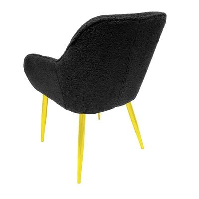 Maple Home Dining Chair Boucle Fabric Rounded Armrest Backrest Golden Metal Legs Lamb Wool Padded Seat Living Kitchen Office Restaurants Furniture