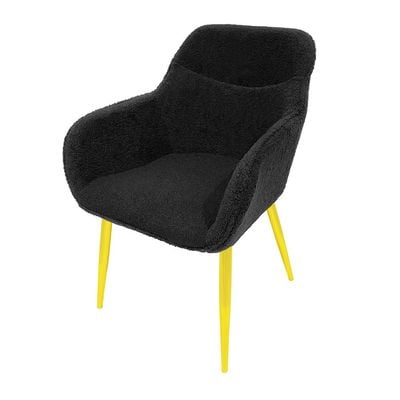 Maple Home Dining Chair Boucle Fabric Rounded Armrest Backrest Golden Metal Legs Lamb Wool Padded Seat Living Kitchen Office Restaurants Furniture