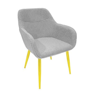 Maple Home Dining Chair Boucle Fabric Rounded Armrest Backrest Golden Metal Legs Lamb Wool Padded Seat Living Kitchen Office Restaurants Furniture