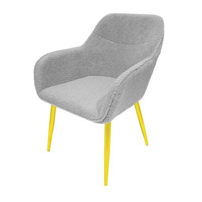 Maple Home Dining Chair Boucle Fabric Rounded Armrest Backrest Golden Metal Legs Lamb Wool Padded Seat Living Kitchen Office Restaurants Furniture